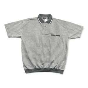 Golf Polo Shirt Adult EXTRA LARGE Gray White Geometric Banded Pocket Grandpa